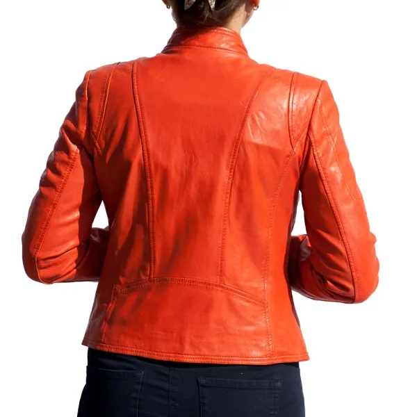 Gigi, Damen-Lederjacke, Lammnappa, Farbe: koralle